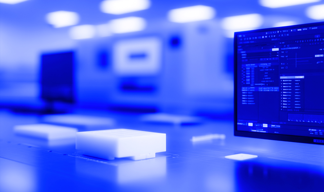 3D laser scanner digitizing plastic part for CAD file reproduction